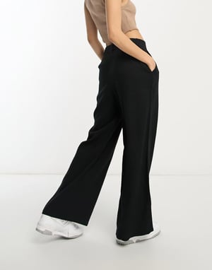 ASOS DESIGN Petite vida byxor med linne i svart