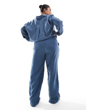 ONLY Curve elasticated chambray trousers co-ord in navy
