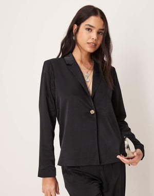Vila oversized button front blazer co-ord in black
