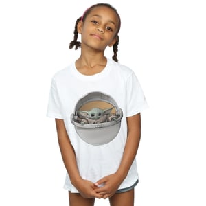Star Wars Girls The Mandalorian The Child Basket Cotton T-Shirt (White)