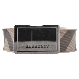Burberry Check-Print Plaque Buckle Belt in Beige PVC