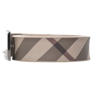 Burberry Check-Print Plaque Buckle Belt in Beige PVC