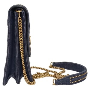Dior Diorama verticale clutch met studs in marineblauwe katoenen denim