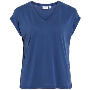 Vila vitevira v-neck ss top/vol 14114734 medium blue denim