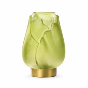 Casa di Elturo Led tafellamp tulipa glas – goudkleurige voet – Ø13 x 19,5 cm (werkt op