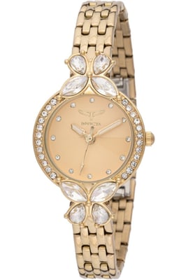 Invicta Wildflower 69094 Damklocka - Kvartsrörelse - Metall med Guld Urskiva - 30 mm