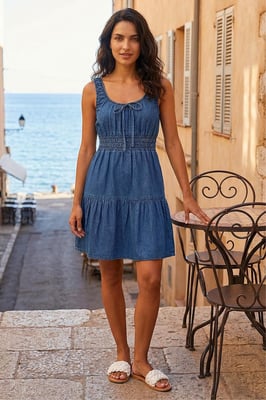 Tie Front Tiered Dress