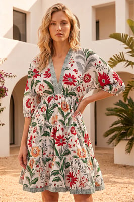 Floral Tiered Boho Dress