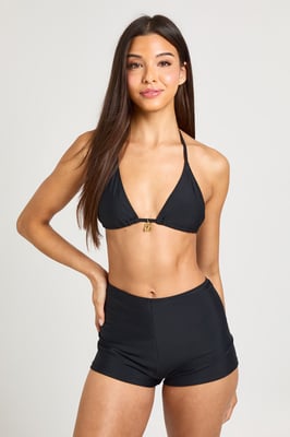 Gold Trim Centre Triangle Bikini Top & Swim Shorts