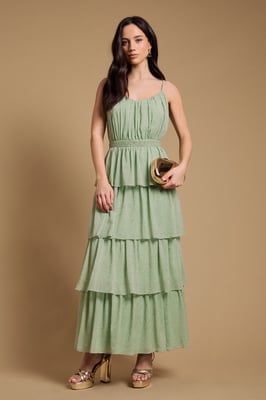 Strappy Tiered Frill Midaxi Dress