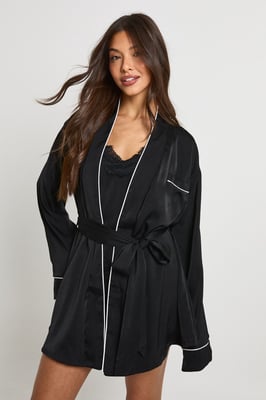 Bridal 'Bridesmaid' Satin Embroidered Short Robe
