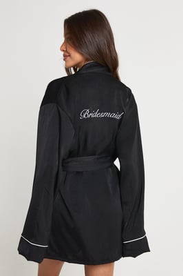 Bridal 'Bridesmaid' Satin Embroidered Short Robe