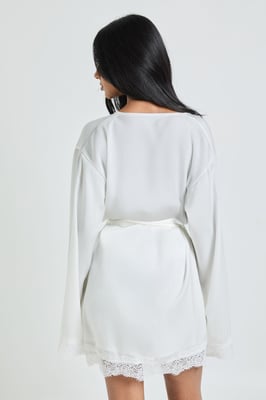 Bridal Lace Detail Satin Mini Robe