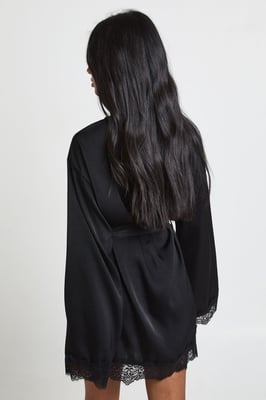 Bridal Lace Detail Satin Mini Robe