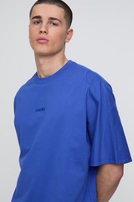 Oversized Panelled Man Embroidered T-Shirt and Short Set