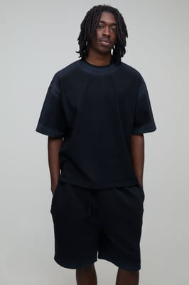 Oversized Shrunken Spray Seam Wash T-Shirt & Shorts Set