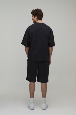 Oversized Panelled Man Embroidered T-Shirt and Short Set