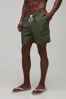 Constrast Stitch Cargo Pocket Mid Length Swim Short