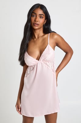 Satin Floral Lace Detail Nightie