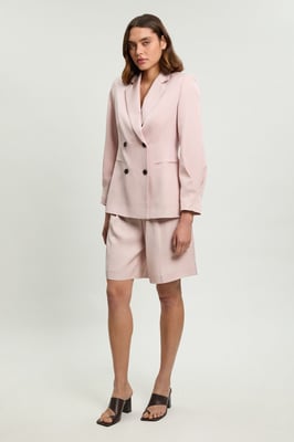 Polished Linen Blend Tailored Knee Short