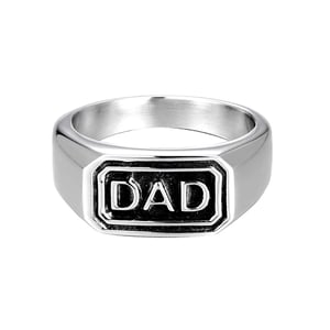 Mens Stainless Steel Embossed Dad Ring