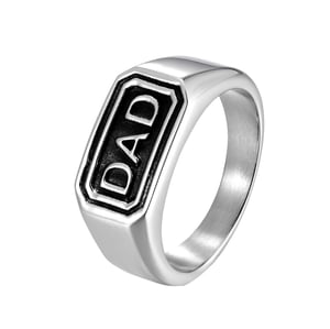 Mens Stainless Steel Embossed Dad Ring