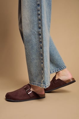 Jack Faux Suede Closed Toe Footbed Mules
