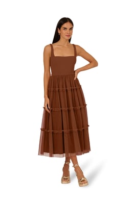 Knit And Mesh Midi Dress