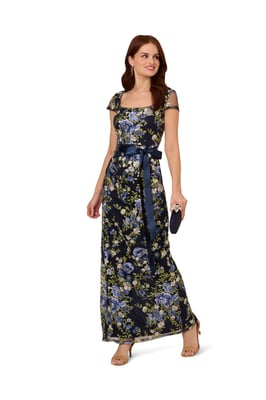 Cascading Floral Column Gown