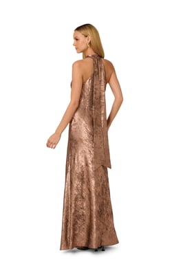 Foiled Woven Halter Gown