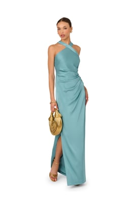 Stretch Satin Long Dress