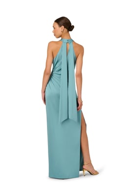 Stretch Satin Long Dress