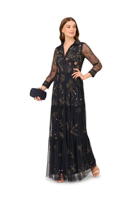 Bead Mesh Long Dress