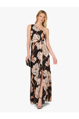 Draped Floral Ribbon Gown