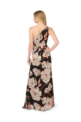 Draped Floral Ribbon Gown