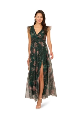 Print Tulle Maxi Dress
