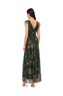 Print Tulle Maxi Dress