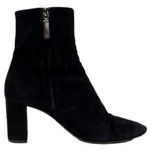 Saint Laurent Loulou Zip Ankle Boots in Black Suede