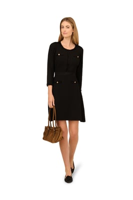 Waffle Textured Fit And Flare Knee Length Sweater Dress
