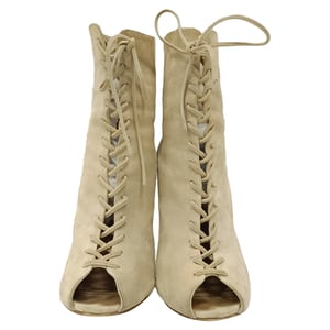 Gianvito Rossi Lace-Up Ankle Boots in Beige Suede