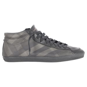 Burberry Check-Print High-Top Sneakers in Grey Coated Canvas
