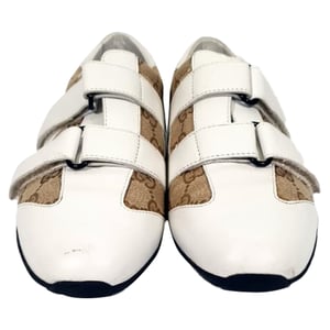 Gucci GG Double Velcro Sneakers in Beige Coated Canvas