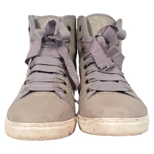 Lanvin hoge sneakers met textuur in beige leer
