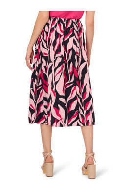 Printed Pull On A-Line Pleated Skirt