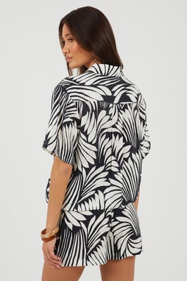 Black Printed Short Sleeve Shirt And Short Set