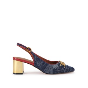Kurt Geiger London Denim Kingsley Block Sling Heels