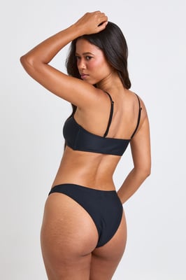 Trim Detail Plunge Top And Brief Bottom Bikini Set