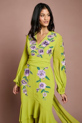 Petite Sequin Embellished And Embroidered Hi-Lo Maxi Dress