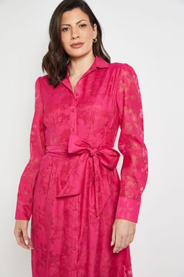 Floral Organza Belted Midi dress