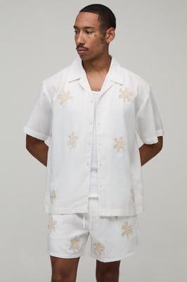 Oversized Crotchet Applique Shirt and Short Set